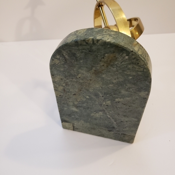 Vintage Brass Marble Compass Bookend Green Gold - Picture 12 of 14
